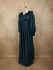 Teal Blue Shimmer Solid And Glitter Design Party Wear Gown with Empire Waist