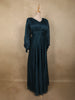 Teal Blue Shimmer Solid And Glitter Design Party Wear Gown with Empire Waist