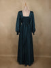 Teal Blue Shimmer Solid And Glitter Design Party Wear Gown with Empire Waist