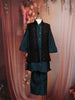 Teal Blue Silk Kurta Set with Embroidered Jacket for Boys