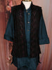 Teal Blue Silk Kurta Set with Embroidered Jacket for Boys