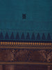 Teal Blue Small Motif Woven Cotton Saree With Contrast Zari Border