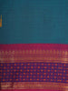 Teal Blue Solid Design Cotton Saree with Pink Zari Woven Border