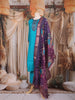 Teal Blue Solid Design Cotton Straight-Cut Salwar Suit with Floral Dupatta