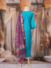 Teal Blue Solid Design Cotton Straight-Cut Salwar Suit with Floral Dupatta