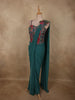 Teal Blue Solid Design Silk Ready to Wear Draped Saree with Designer Blouse