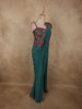 Teal Blue Solid Design Silk Ready to Wear Draped Saree with Designer Blouse