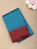 Teal Blue Solid Design Soft Silk Fancy Wear Saree with Contrast Border