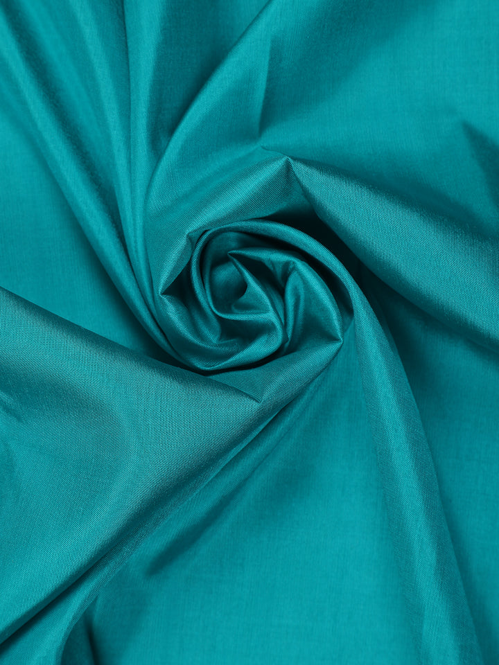 Teal Blue Solid Designed Silk Saree - Diadem