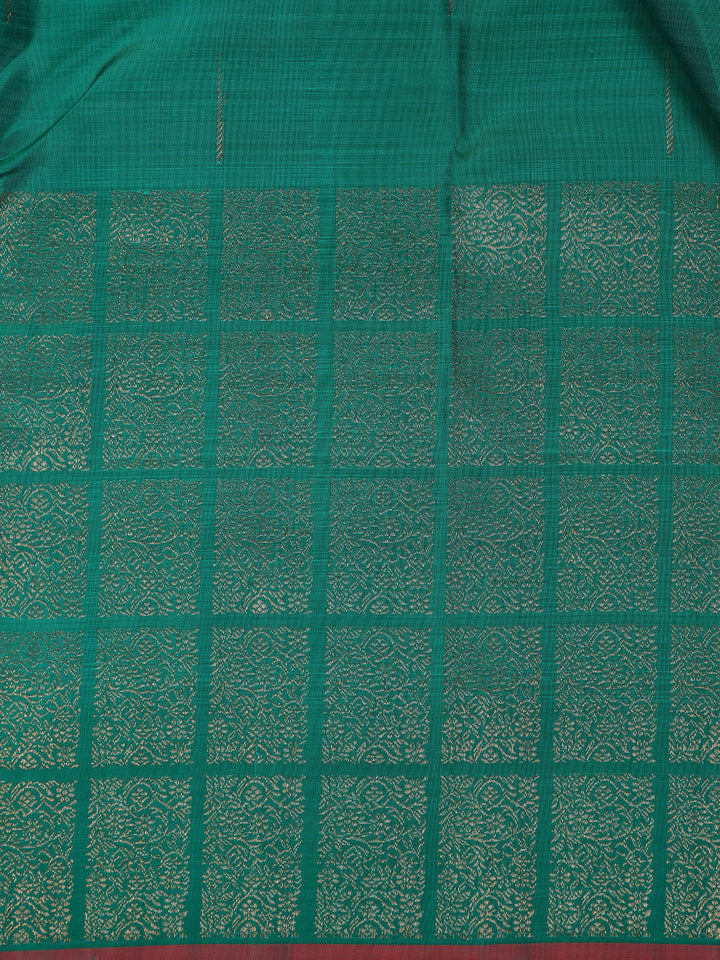 Teal Blue Solid Designed Silk Saree - Diadem