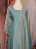 Teal Blue Stone Embellished Tissue Silk Straight Cut Salwar Suit with Dupatta
