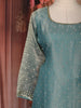Teal Blue Stone Embellished Tissue Silk Straight Cut Salwar Suit with Dupatta