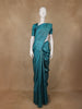 Teal Blue Striped Design Pure Tissue Silk Saree