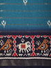 Teal Blue Striped Zari Woven Design Crepe Saree with Traditional Woven Border