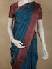 Teal Blue Striped Zari Woven Design Kanchipuram Silk Saree with Contrast Zari Border