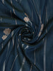 Teal Blue Stripes And Floral Woven Banarasi Silk Saree With Zari Border