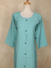 Teal Blue Stripes Design Cotton Kurti