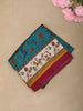 Teal Blue Traditional  Folk Printed Design Crepe Casual Wear Saree