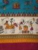 Teal Blue Traditional  Folk Printed Design Crepe Casual Wear Saree