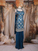Teal Blue Zari Woven Design Silk Palazzo Suit with Dupatta