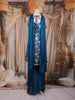Teal Blue Zari Woven Design Silk Palazzo Suit with Dupatta