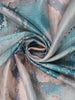 Teal Blue and Beige Abstract Printed Design Tussar Saree with Zari Border