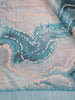 Teal Blue and Beige Abstract Printed Design Tussar Saree with Zari Border