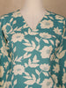 Teal Blue and Ivory Floral Printed Satin Salwar Suit - Diadem