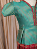 Teal Green and Red Zari Woven Art Silk Kids Pattu Pavadai