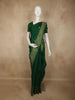 Teal Deep Emerald Green Floral Butta Woven Design Pure Kanchipuram Silk Saree with Zari Border