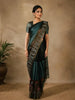 Teal Green Abstract Design Organza Saree