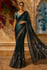 Teal Green Abstract Design Organza Saree