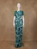 Teal Green Abstract Print Design Linen Cotton Saree