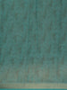 Teal Green Abstract Print Design Linen Cotton Saree