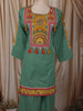 Teal Green Abstract Thread Embroidered Design Cotton Straight Cut Salwar Suit