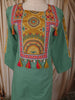 Teal Green Abstract Thread Embroidered Design Cotton Straight Cut Salwar Suit