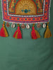Teal Green Abstract Thread Embroidered Design Cotton Straight Cut Salwar Suit