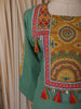 Teal Green Abstract Thread Embroidered Design Cotton Straight Cut Salwar Suit