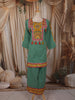 Teal Green Abstract Thread Embroidered Design Cotton Straight Cut Salwar Suit