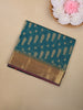 Teal Green Abstract Zari Woven Design Silk Cotton Saree with Contrast Border