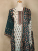 Teal Green And Cream Floral Printed Cotton Salwar Suit with Dupatta