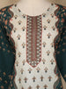 Teal Green And Cream Floral Printed Cotton Salwar Suit with Dupatta