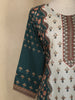 Teal Green And Cream Floral Printed Cotton Salwar Suit with Dupatta