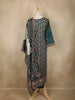 Teal Green And Cream Floral Printed Cotton Salwar Suit with Dupatta
