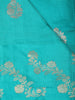 Teal Green Butta Zari Woven Design Pure Banarasi Silk Saree with Floral Border