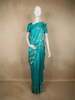 Teal Green Butta Zari Woven Design Pure Banarasi Silk Saree with Floral Border