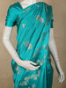 Teal Green Butta Zari Woven Design Pure Banarasi Silk Saree with Floral Border