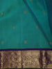 Teal Green Butta Zari Woven Design Pure Kanchipuram Silk Saree with Contrast Zari Border