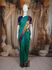Teal Green Butta Zari Woven Design Pure Kanchipuram Silk Saree with Contrast Zari Border