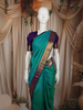 Teal Green Butta Zari Woven Design Pure Kanchipuram Silk Saree with Contrast Zari Border